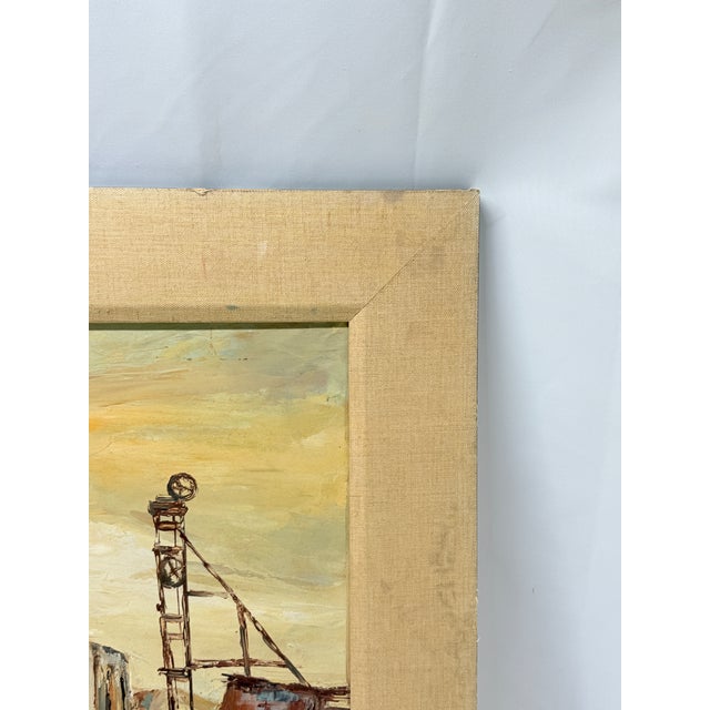 Industrial Wpa Style Industrial Landscape Oil on Board, Signed by Artist For Sale - Image 3 of 9