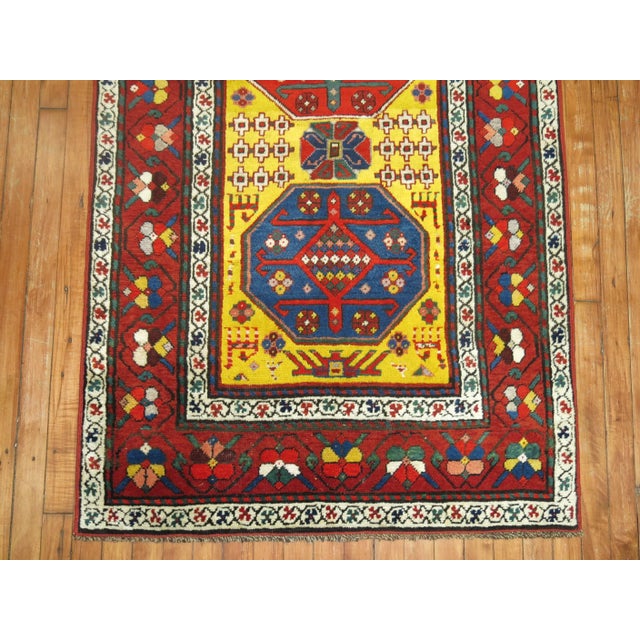 Sunny Yellow Handwoven Early 20th Century Antique Karabagh Caucasian Runner - 3'3" x 10'11" For Sale - Image 16 of 18