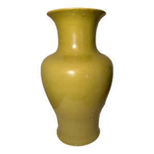 Large Contemporary Emissary Home & Garden Chartreuse Yellow-Green Glazed Ceramic Baluster Vase - 20" H