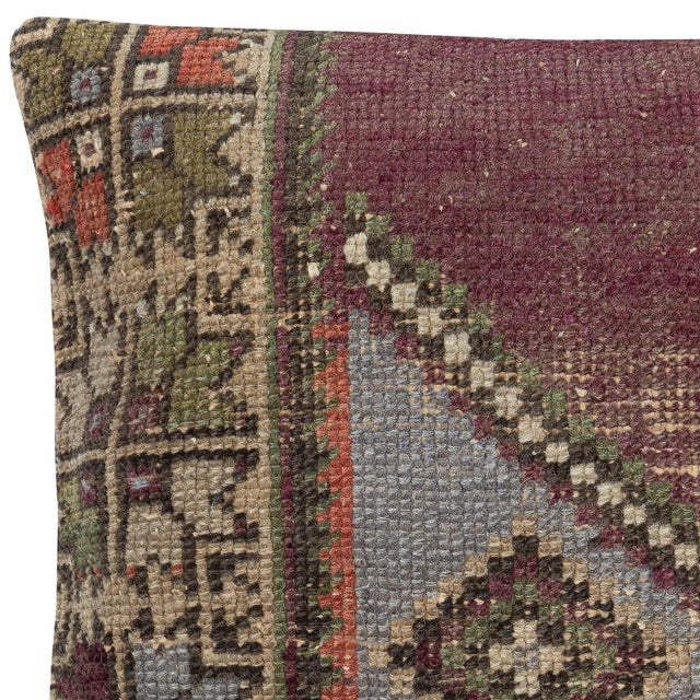 Traditional 20"x20" Hand-knotted Wool Rug Cushion Cover. Vintage Throw Pillow. Home Gift For Sale - Image 3 of 4