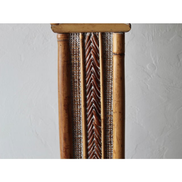 Wood Vintage Bamboo Rattan Pedestal Column Plant Stand For Sale - Image 7 of 14