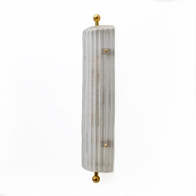 Italian Art Deco Style Murano Glass and Brass Sconces, 2000s, Set of 2 For Sale - Image 4 of 11
