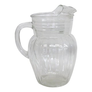 Anchor Hocking Depression Glass Pillar Optic Water Pitcher With Ice Lip 4864b For Sale