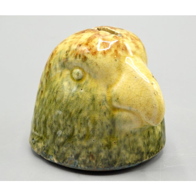 Yellow Antique Americana Eagle Smash Money Bank Folk Art For Sale - Image 8 of 10