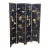 Chinese Black Lacquer Four-Panel Folding Screen + Soapstone Inlay, Vintage For Sale