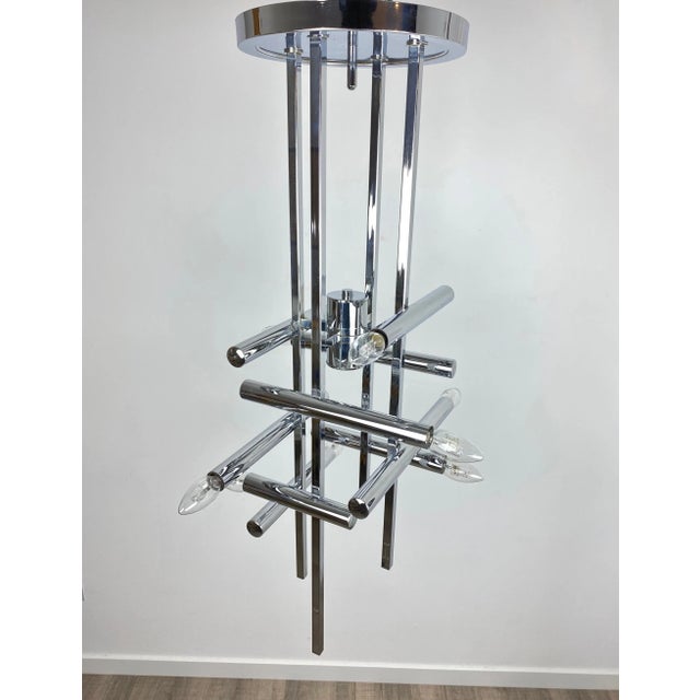 Chrome Chandelier Sculpture by Gaetano Sciolari, Italy, 1970 For Sale - Image 9 of 10