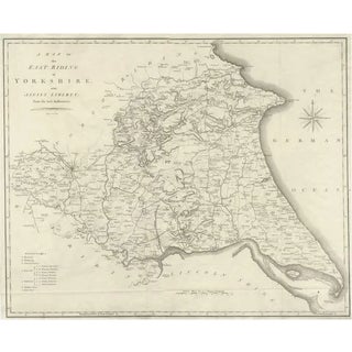 Large Antique County Map of the East Riding of Yorkshire, England, 1805 For Sale