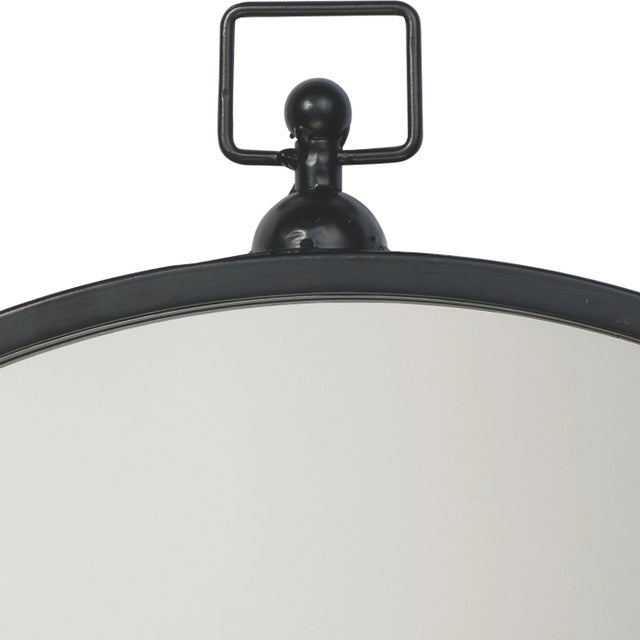 Industrial Zoe Round Iron Mirror in Black For Sale - Image 3 of 4