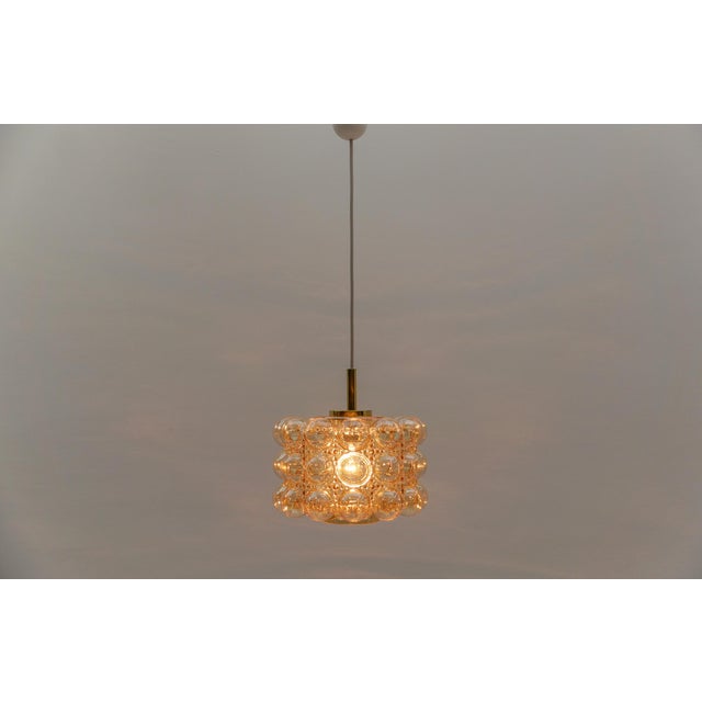 Mid-Century Modern Amber Bubble Glass Hanging Lamp by Helena Tynell for Limburg, Germany, 1960s For Sale - Image 3 of 12
