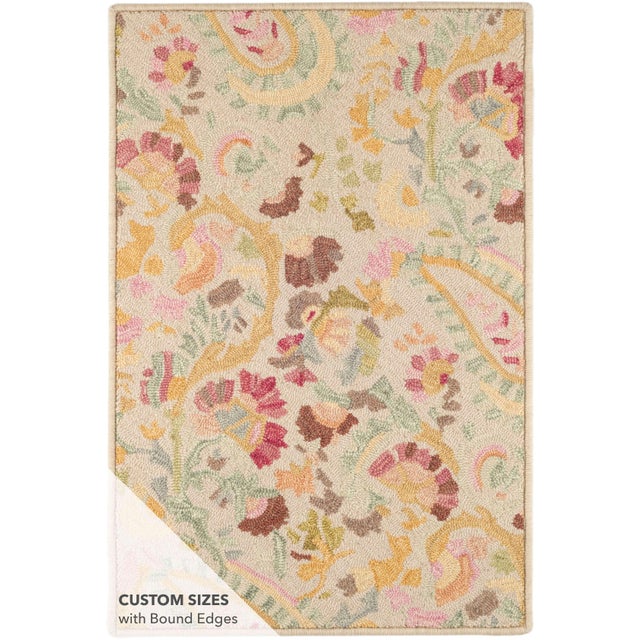 Add sophisticated color and pattern to your bedroom, living room, or dining room floor with this micro-hooked wool rug. A...