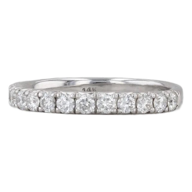 0.48ctw Diamond Wedding Band 14k White Gold Size 5 Stackable Anniversary Band For Sale