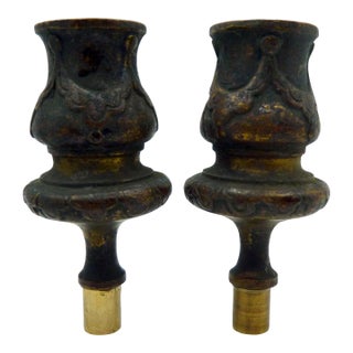 Antique French Cast Bronze Chandelier Elements Converted to Lamp Finials - a Pair For Sale