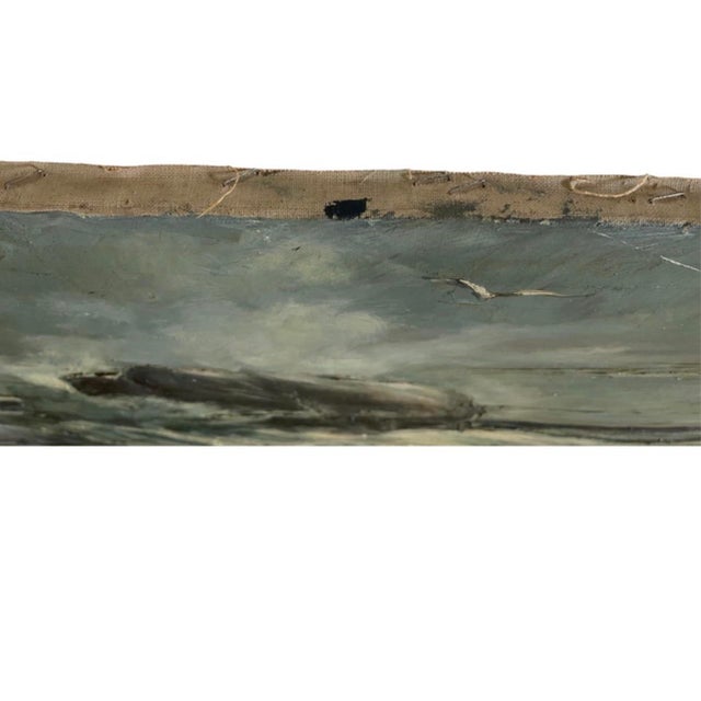 Painting – Mid-Century Impressionist Seascape With Crashing Waves & Seagulls (1969) For Sale - Image 11 of 12