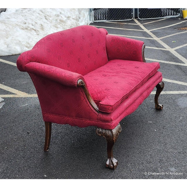 Antique Turn of the Century Chippendale Style Carved Mahogany Settee Loveseat, C1890-1910 For Sale - Image 9 of 15