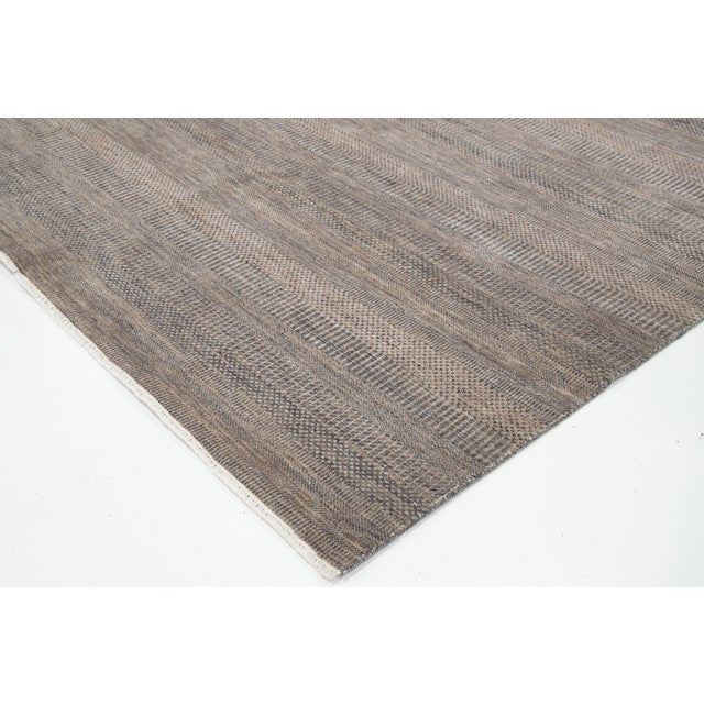 Modern Savannah Wool Rug Handmade in Brown With Geometric Pattern For Sale - Image 9 of 11