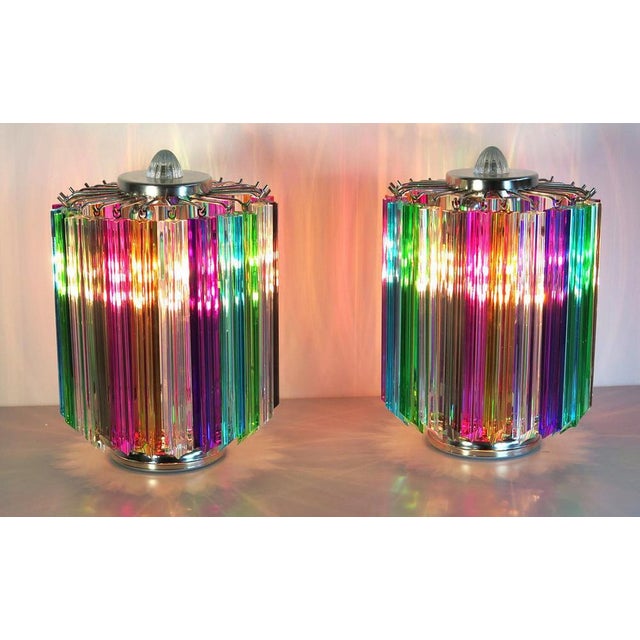 Multi-Colored Quadriedri Table Lamps, Murano, 1990s, Set of 2 For Sale - Image 6 of 9