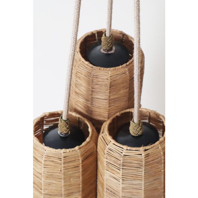 Mid-Century Modern Straw Pendant Lights, 1950s, Set of 3 For Sale - Image 9 of 17