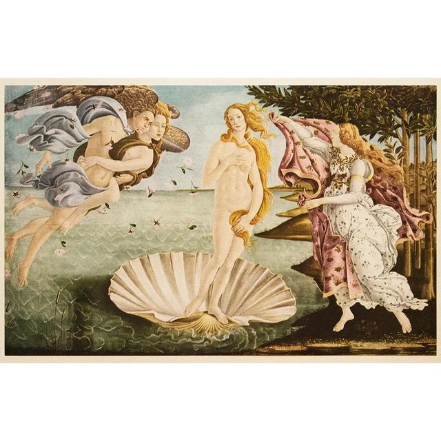 Sky Blue 1953 After Botticelli "The Birth of Venus", First Edition Vintage Full-Color Print For Sale - Image 8 of 8
