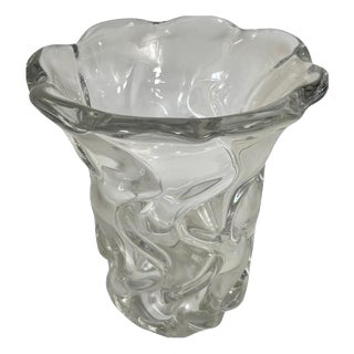 Crystal Glass Vase, France, 1970s For Sale