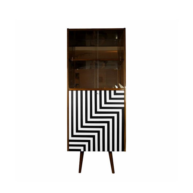 Polish Display Bar Cabinet with Op Art Motif, 1973 For Sale - Image 4 of 13