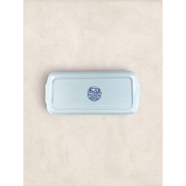 English Antique English Blue & White Transferware Handled Serving Tray For Sale - Image 3 of 3