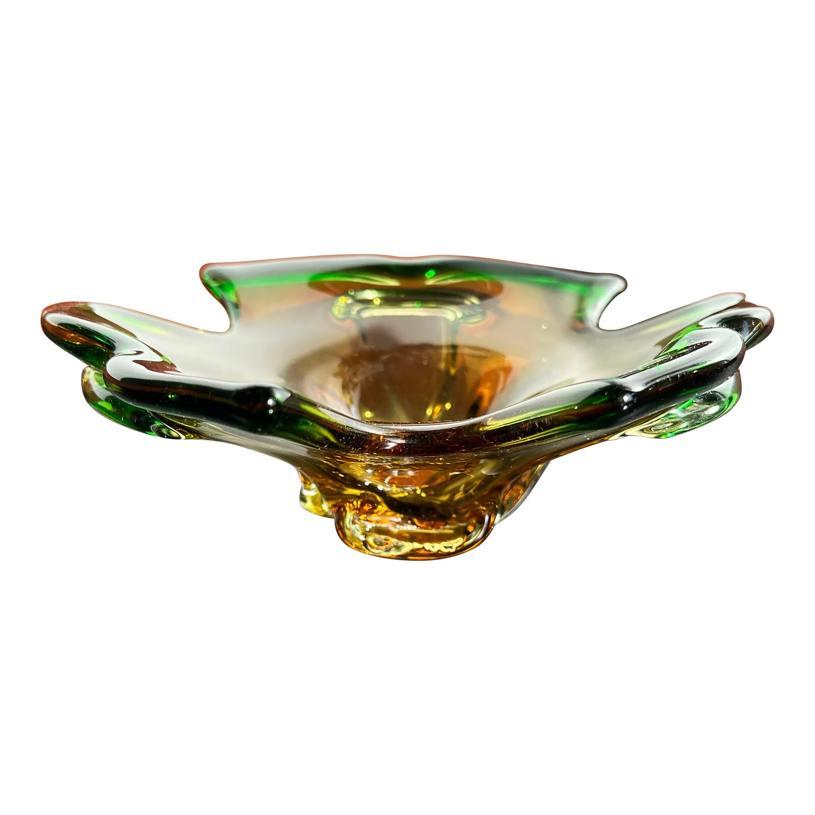Vintage Mid Century Modern Italian Murano Art Glass Sommerso Bowl / Catchall