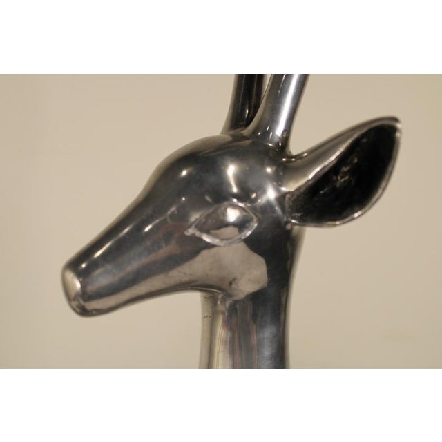 Late 20th Century Late 20th Century Silver Plated Deer With Tall Antlers on Glossy Black Bases - Set of 2 For Sale - Image 5 of 13