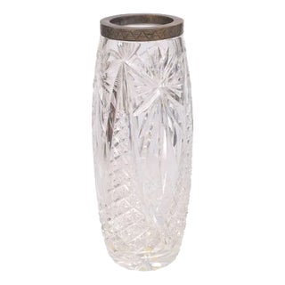 Crystal Vase with Silver Finish For Sale
