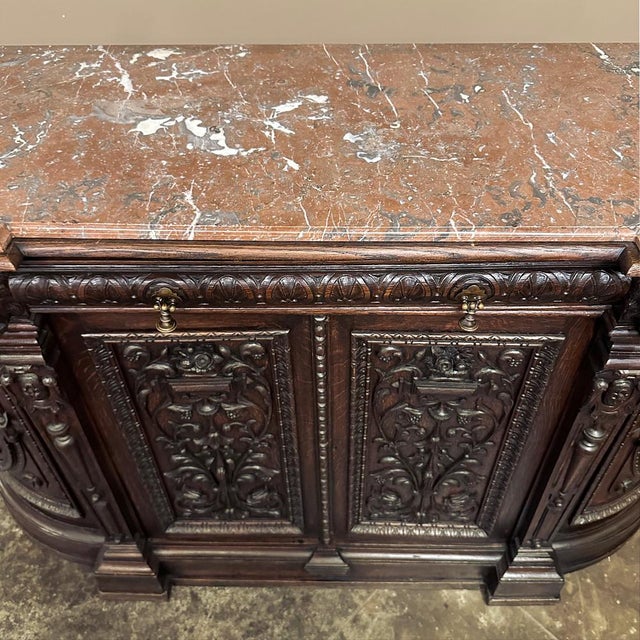 19th Century French Renaissance Marble Top Buffet For Sale - Image 11 of 18