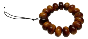 Chinese Brown Wood Grain Beads Hand Rosary Praying Bracelet