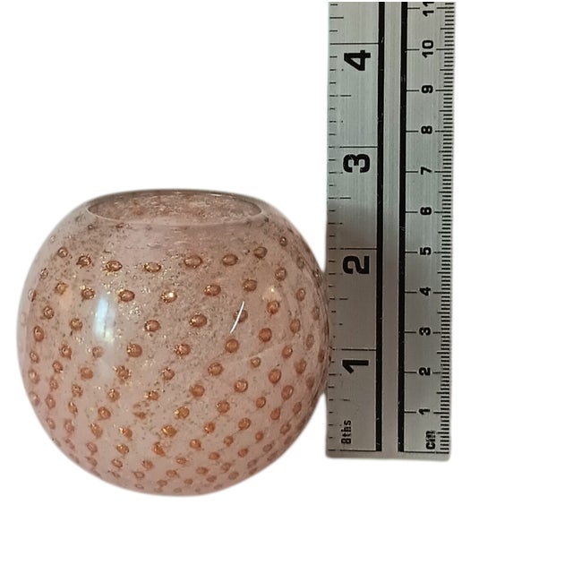 Glass Paperweight Pink W/ Gold Flecks Contolled Bubbles Tealight Holder or Vase For Sale - Image 14 of 16