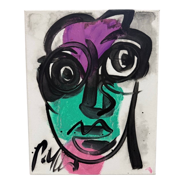 1980s Peter Robert Keil Acrylic Abstract Painting on Canvas For Sale