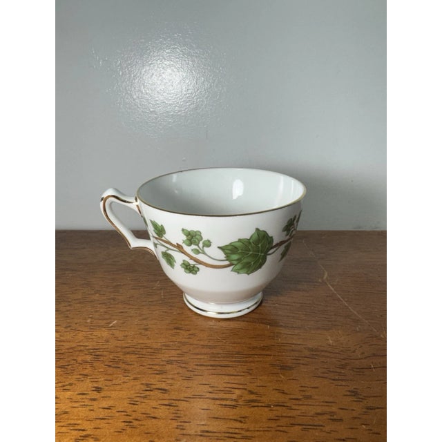 Vintage Crown Staffordshire Fine Bone China England Cup & Plates Green Ivy - Set pf 8 For Sale - Image 13 of 17