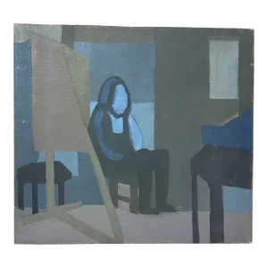 Artist's Studio Painting by Leonard Buzz Wallace Rome 1956