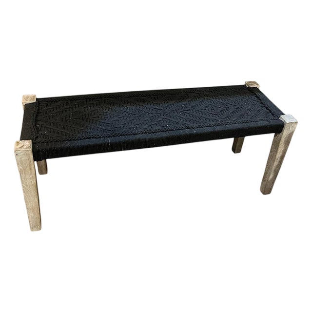 Woven Cord Bench With Wood Frame For Sale