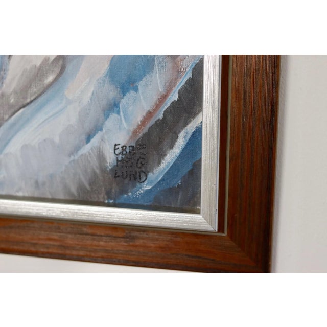 Blue Ebbe Höglund, Leap\., 1960s, Oil on Canvas & Teak, Framed For Sale - Image 8 of 12