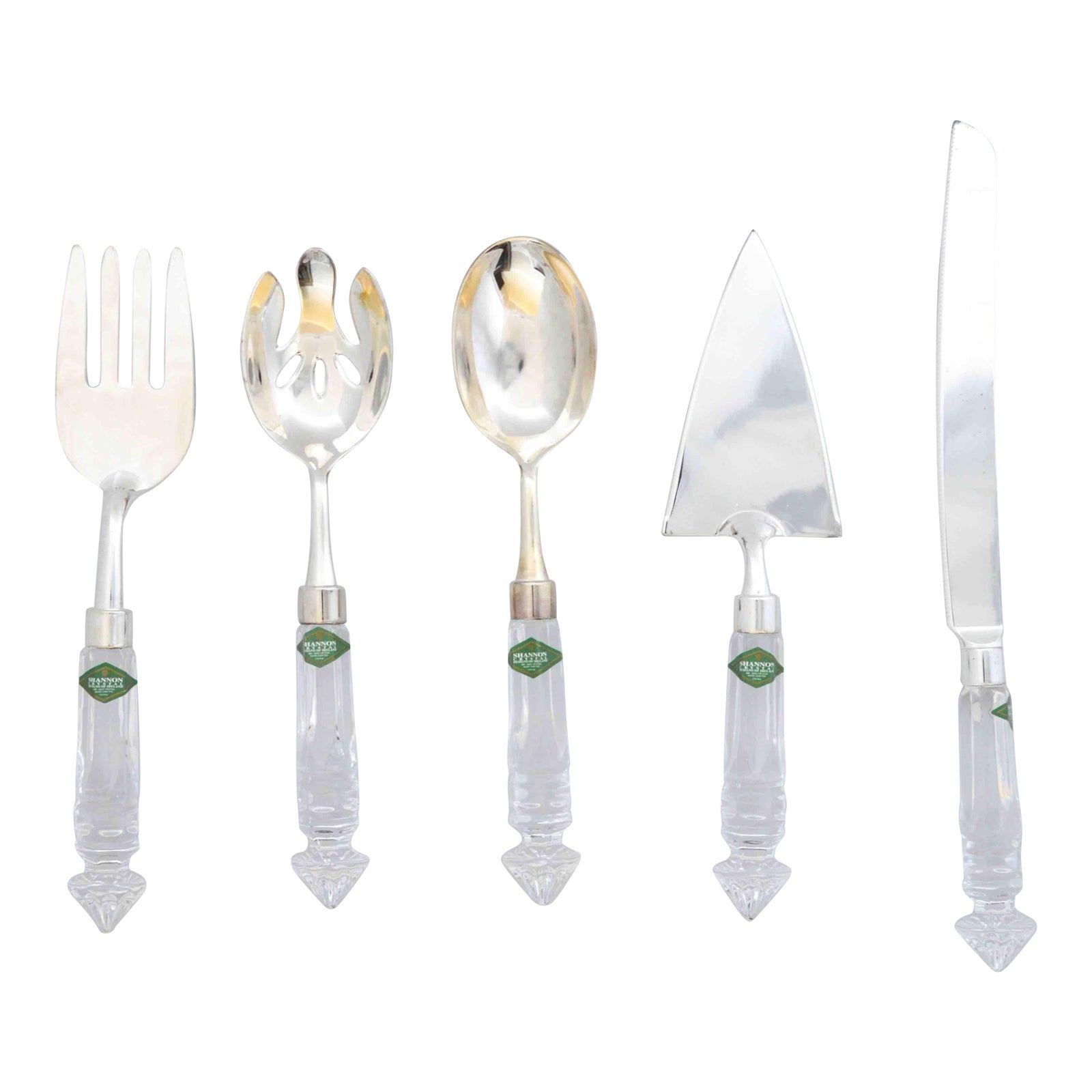 Crystal and Silver Serving Utensils Shannon Crystal by Godinger Set of 5 Chairish