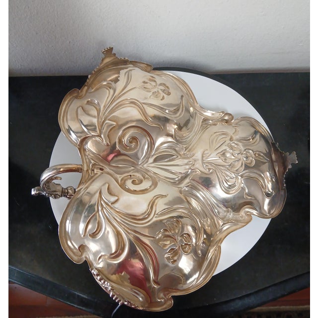 Metal 1960s Art Nouveau Silver Plate Serving Tray or Dish For Sale - Image 7 of 8