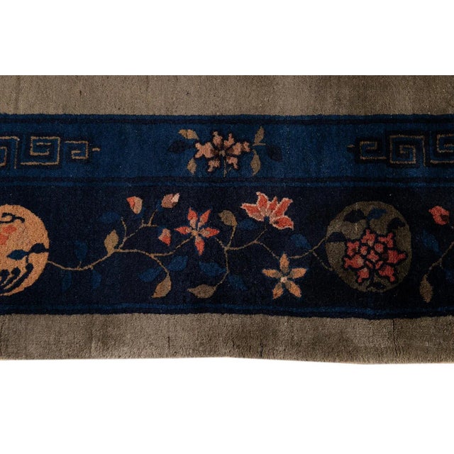 Antique Art Deco Chinese Wool Rug 9 Ft 1 in X 11 Ft 7 In. For Sale - Image 9 of 13
