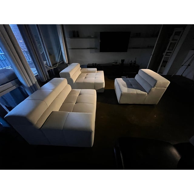 2020s Large Cantoni 3-Pc Modular Sectional Sofa in Off-White Cream Micro-Suede, Like New For Sale - Image 5 of 14