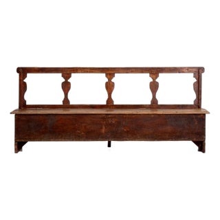 20th Century Italian Wooden Bench with Upholstered Seat For Sale