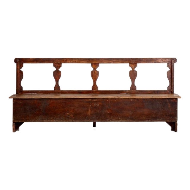 20th Century Italian Wooden Bench with Upholstered Seat For Sale