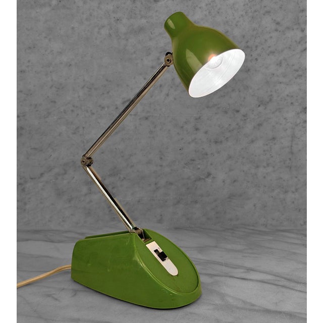 Mid-Century Modern Mid-Century Avocado Green Articulating Library Desk Lamp For Sale - Image 3 of 10