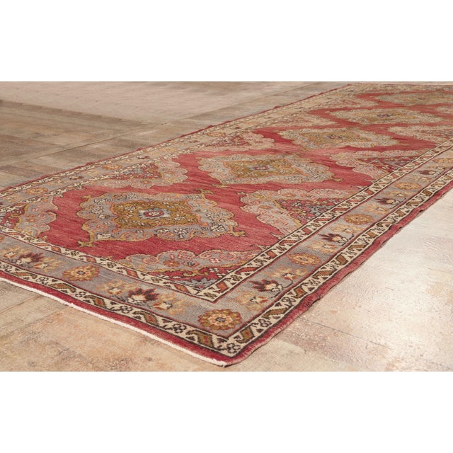Red Vintage Turkish Oushak Rug, 04'11 X 11'11 For Sale - Image 8 of 10