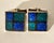 1950s Perli German Modernist Blue Grid Silver Enamel Cufflinks For Sale - Image 4 of 4
