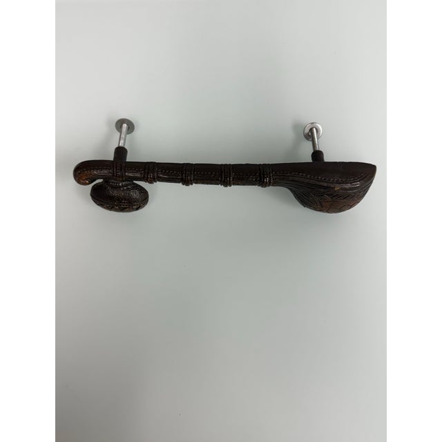 2010s Brass Sitar-Shaped Door Handle, Vintage For Sale - Image 5 of 12