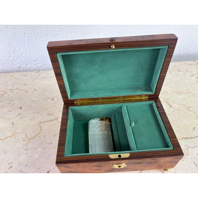 Handsome Italian Handcrafted Inlaid Burled Walnut Music Box For Sale - Image 4 of 12