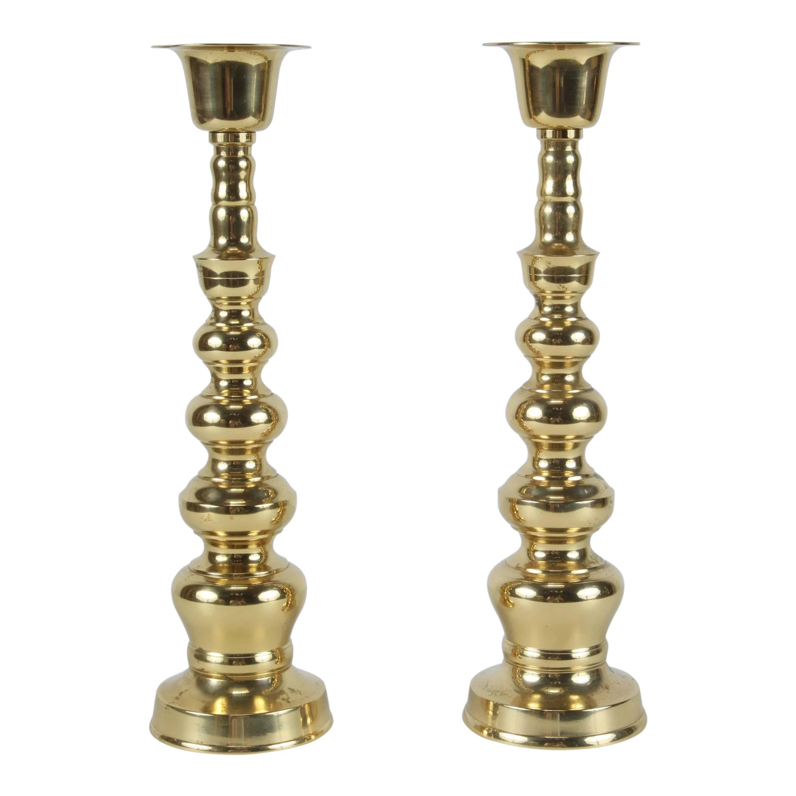 Vintage Polished Brass Candlesticks a Pair Chairish