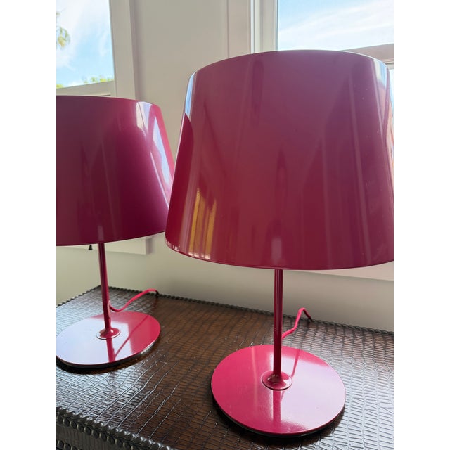 Mid-Century Modern Vintage Ikea Kulla Red (Winered) Table Lamps From the 1990 - Set of Two For Sale - Image 3 of 11