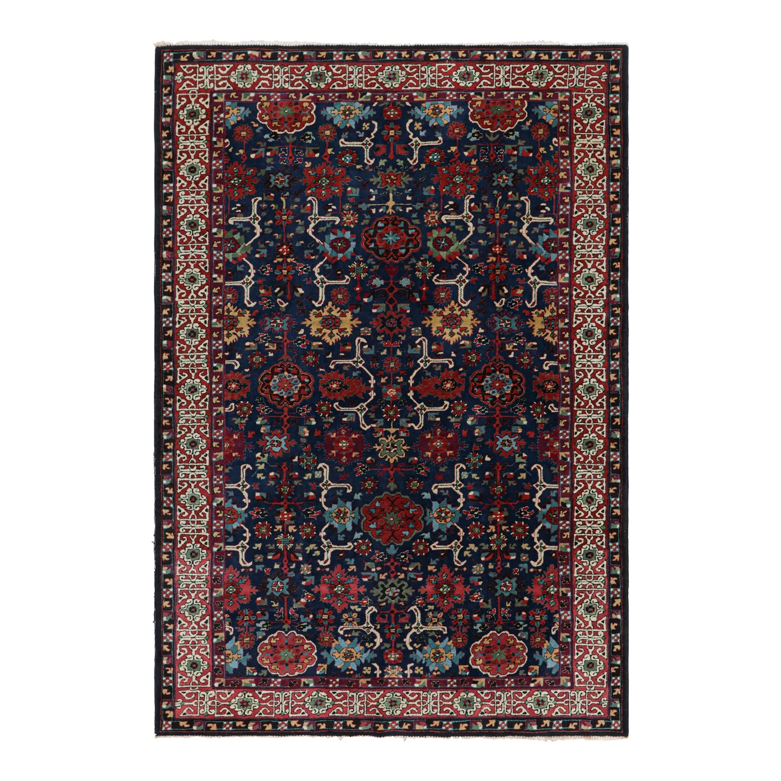 Antique German Tetex Rug in Blue With Colorful Floral Patterns, From ...